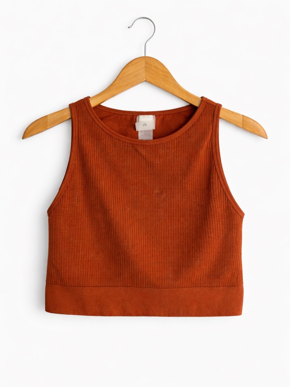 CALIA Rust Orange Waffle Knit Crop Tank Medium Athleisure Yoga Workout Sporty